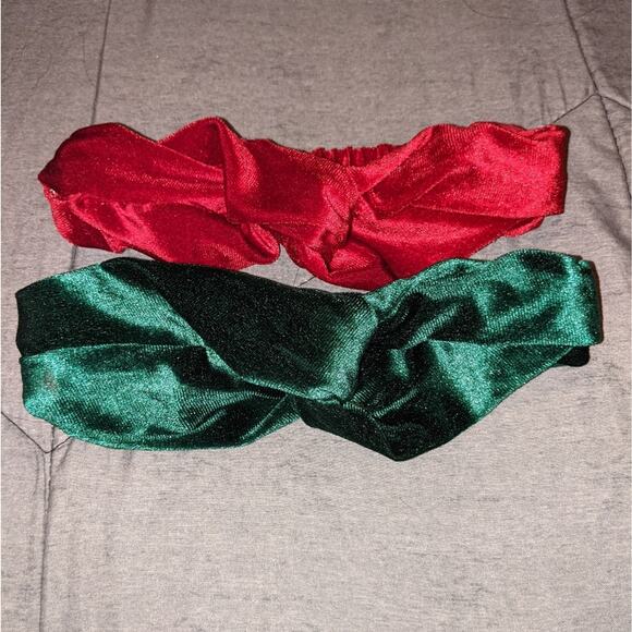 Torrid Red and Green Velour Front Knot Headbands - Picture 1 of 5
